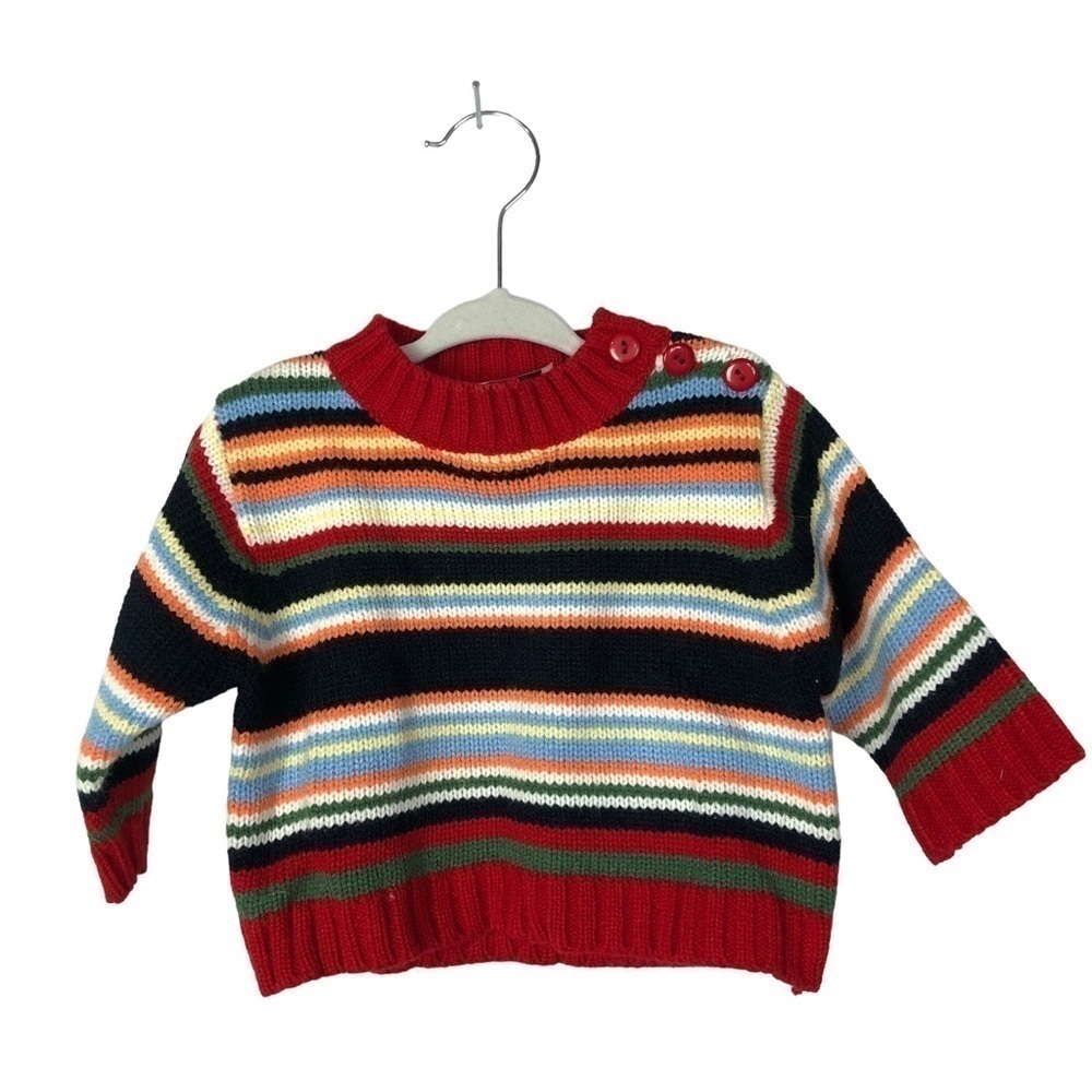 Boyzwear by Nannette Red‎ Colorful Stripe Pullover Sweater 18M